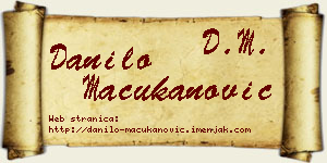 Danilo Mačukanović vizit kartica